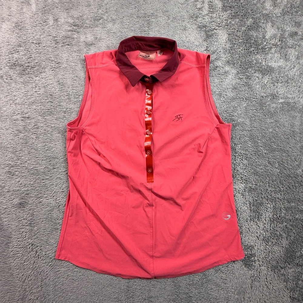 Foray Golf Womens M Sleeveless Polo Shirt Hot Pink Athletic Stretch Outdoor